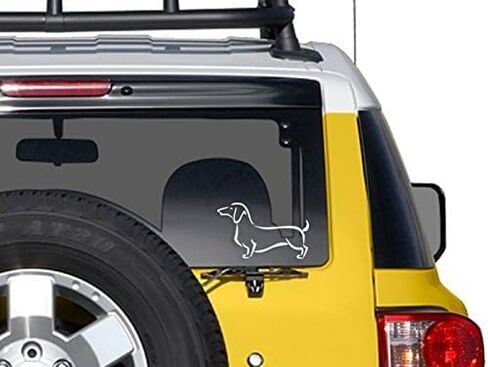 ملصق أبيض فينيل ملصق Dachshund (لا يوجد خلفية نافذة شارات - Weener Weiner Dog Vinyl للسيارات والشاحنات (5 × 8 بوصات) in Saudi Arabia