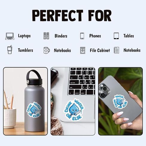 3pcs Drink Water or Else Funny Sticker Pack, Hydration Meme Water Drop Reminder Design, Die Cut Waterproof Vinyl Decal for Laptop, Water Bottle, Car, Phone, Window, Helmet, Notebook Gift 3 Inches in Saudi Arabia