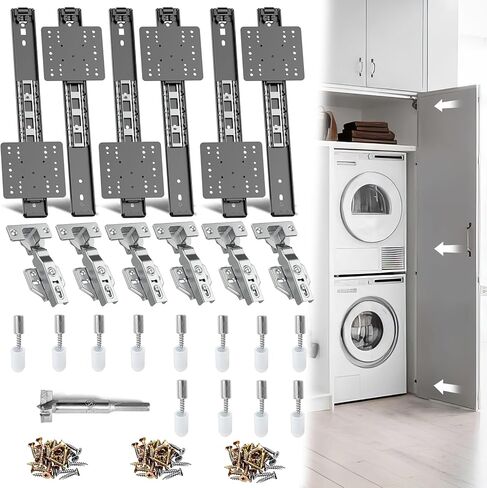 Pisman Pocket Door Slides, Pocket Door Hardware for Inset Door,Cabinet Door Disappearing Door One Set,Included The Slides and The Hinges(12inch) in Kuwait