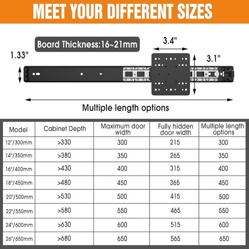 Pisman Pocket Door Slides, Pocket Door Hardware for Inset Door,Cabinet Door Disappearing Door One Set,Included The Slides and The Hinges(12inch) in Kuwait