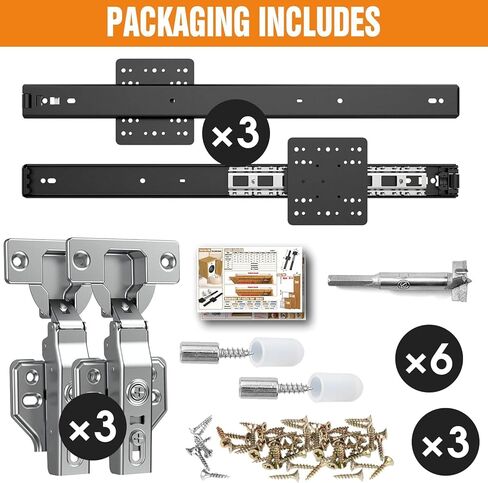Pisman Pocket Door Slides, Pocket Door Hardware for Inset Door,Cabinet Door Disappearing Door One Set,Included The Slides and The Hinges(12inch) in Kuwait