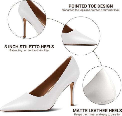 heelchic 3 Inch Stiletto Pumps Heels for Women Pointed Toe High Heels Slip-on Closed Toe Work Wedding Dress Pumps in Saudi Arabia
