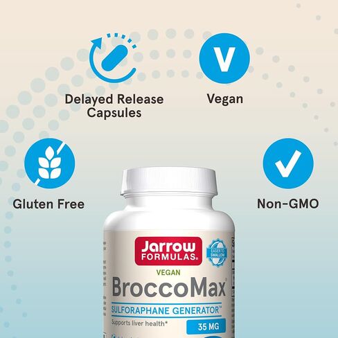 Jarrow Formulas Broccomax sulforaphane glucosinolate 35 mg ، يدعم Gulforaphane Generator صحة الكبد ، 120 كبسولات خضار ، حتى 60 يومًا من الإمداد in Kuwait