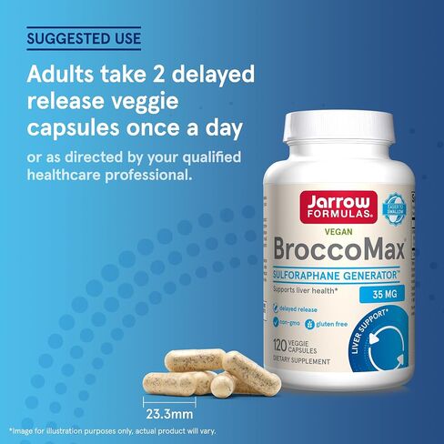 Jarrow Formulas Broccomax sulforaphane glucosinolate 35 mg ، يدعم Gulforaphane Generator صحة الكبد ، 120 كبسولات خضار ، حتى 60 يومًا من الإمداد in Kuwait