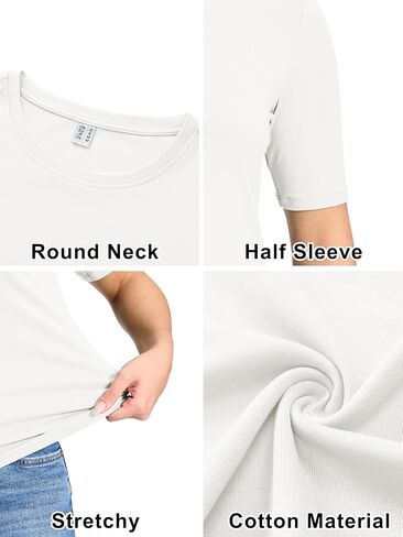 YUCOLEN Womens Tops Dressy Casual Crew Neck Short Sleeve T Shirts Elbow Length Going Out Tops 2025 in Kuwait
