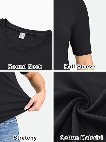 YUCOLEN Womens Tops Dressy Casual Crew Neck Short Sleeve T Shirts Elbow Length Going Out Tops 2025 in Kuwait