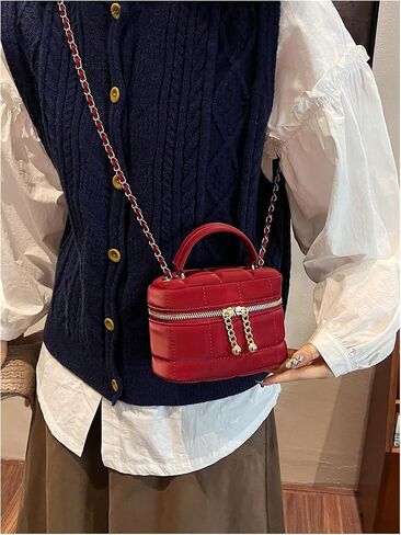 Floerns Women's Square Mini Bucket Quilted Crossbody Hobo Bag Satchel Purse with Chain Strap in Saudi Arabia
