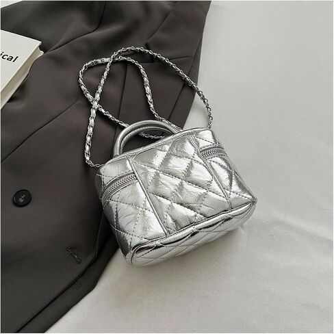 Floerns Women's Square Mini Bucket Quilted Crossbody Hobo Bag Satchel Purse with Chain Strap in Saudi Arabia