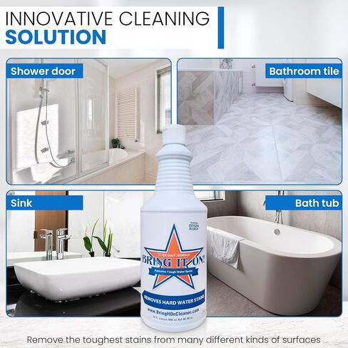 Bring It On Cleaner Hard Water Stain Remover, Shower Door Cleaner Plus Scrubbing Drill Pads in Saudi Arabia