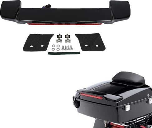 TCMT Vivid Black LED Light Spoiler Trunk Fits For Harley King Razor Chopped Tour Pack Touring Road King Road Glide Street Glide Electra Glide Ultra Classic 1997-2013 in Saudi Arabia