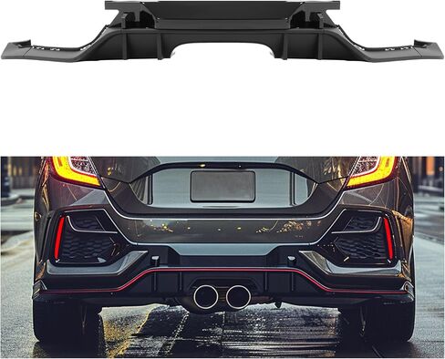 Rear Bumper Diffuser Kit Compatible with 2016-2021 Honda Civic 5 Door Hatchback Sport Type-R Style Rear Lower Bumper Lip Valance Splitter Spoiler Cover Trim Painted Matte Black in Saudi Arabia
