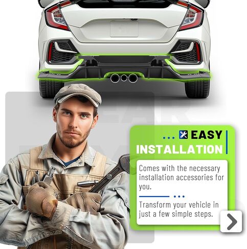 Rear Bumper Diffuser Kit Compatible with 2016-2021 Honda Civic 5 Door Hatchback Sport Type-R Style Rear Lower Bumper Lip Valance Splitter Spoiler Cover Trim Painted Matte Black in Saudi Arabia