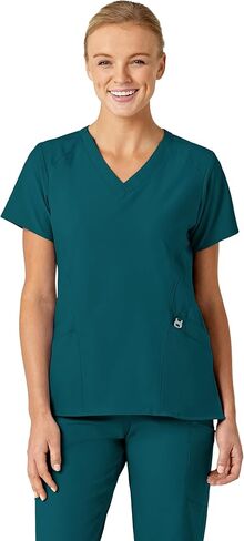 WonderWink W123 Women’s Stylized V-Neck Scrub Top — Black, 2X in Kuwait