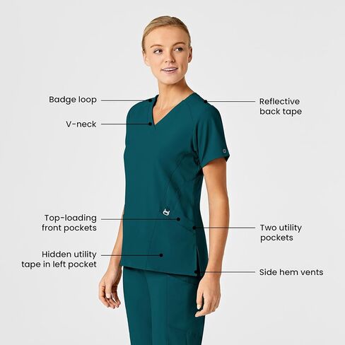 WonderWink W123 Women’s Stylized V-Neck Scrub Top — Black, 2X in Kuwait