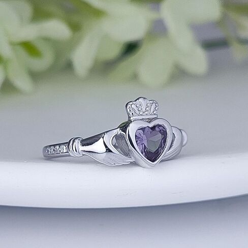 Sterling Silver Claddagh Ring for Women Celtic Irish Claddagh Birthstone Engagement Promise Ring in Kuwait