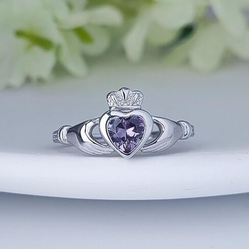 Sterling Silver Claddagh Ring for Women Celtic Irish Claddagh Birthstone Engagement Promise Ring in Kuwait