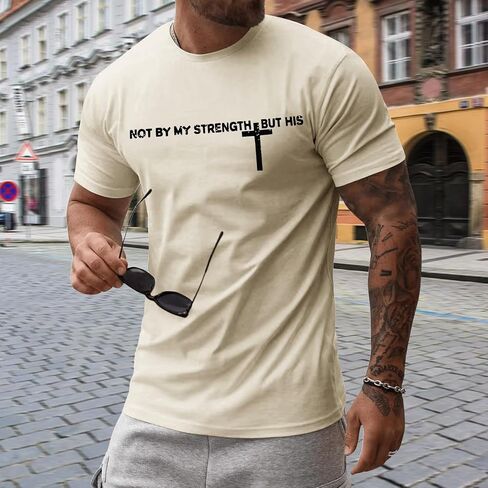 Tuislay Christian Shirts for Men Jesus Cross Shirt Faith Graphic Tees Bible Verse Printed T Shirts Religious Saying Gym Tops in Saudi Arabia