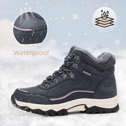 Womens Hiking Snow Boots Winter Boots Comfortable Warm Fur Shoes for Outdoor in Saudi Arabia