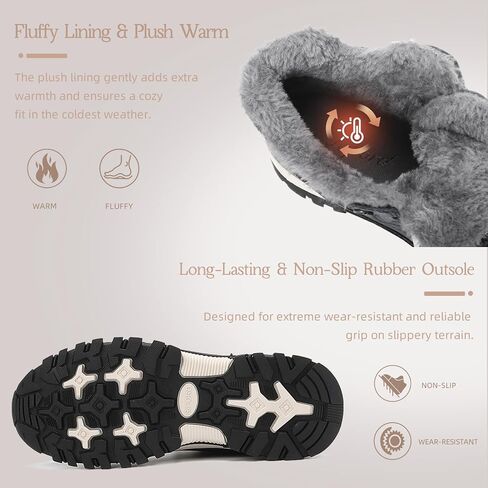 Womens Hiking Snow Boots Winter Boots Comfortable Warm Fur Shoes for Outdoor in Saudi Arabia