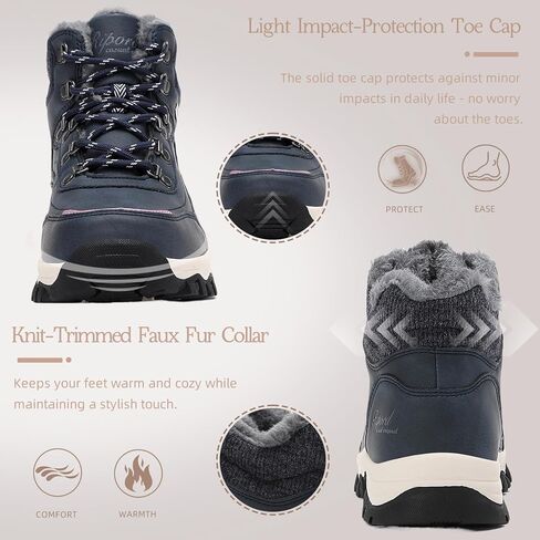 Womens Hiking Snow Boots Winter Boots Comfortable Warm Fur Shoes for Outdoor in Saudi Arabia
