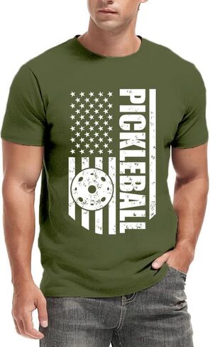 Pickleball Shirts for Men American Flag T-Shirt Paddleball Lover Tee 4th of July Tops in Saudi Arabia