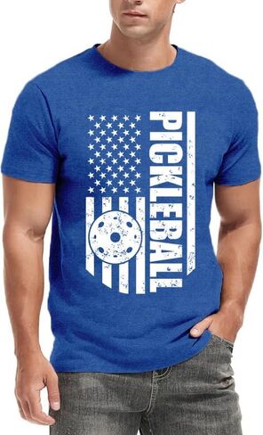 Pickleball Shirts for Men American Flag T-Shirt Paddleball Lover Tee 4th of July Tops in Saudi Arabia
