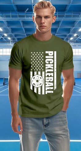 Pickleball Shirts for Men American Flag T-Shirt Paddleball Lover Tee 4th of July Tops in Saudi Arabia