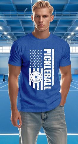 Pickleball Shirts for Men American Flag T-Shirt Paddleball Lover Tee 4th of July Tops in Saudi Arabia