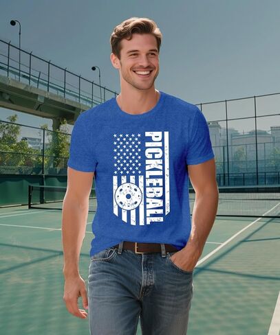Pickleball Shirts for Men American Flag T-Shirt Paddleball Lover Tee 4th of July Tops in Saudi Arabia