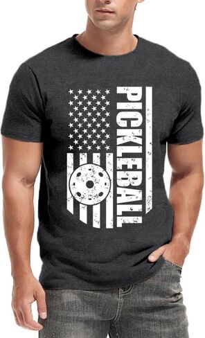 Pickleball Shirts for Men American Flag T-Shirt Paddleball Lover Tee 4th of July Tops in Saudi Arabia