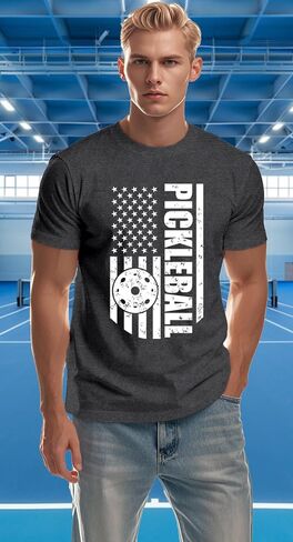 Pickleball Shirts for Men American Flag T-Shirt Paddleball Lover Tee 4th of July Tops in Saudi Arabia