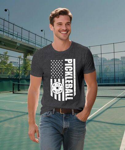 Pickleball Shirts for Men American Flag T-Shirt Paddleball Lover Tee 4th of July Tops in Saudi Arabia