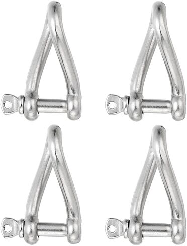 PATIKIL 316 Stainless Steel Twist Shackle 1/4" 6mm, 4 Pack 386 Lbs Load Screw Pin Shackles for Traction Steel Wire Ropes Marine Handling Accessories in Saudi Arabia