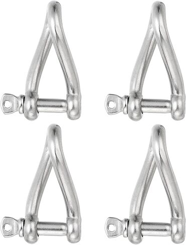 PATIKIL 316 Stainless Steel Twist Shackle 1/4" 6mm, 4 Pack 386 Lbs Load Screw Pin Shackles for Traction Steel Wire Ropes Marine Handling Accessories in Saudi Arabia
