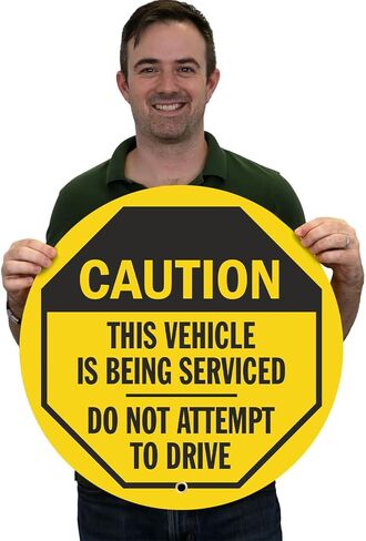 SmartSign Caution - Disabled Vehicle, Do Not Attempt to Drive Steering Wheel Lock Out Cover | 24" x 24", Made in USA in Kuwait