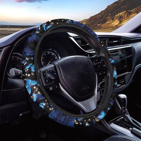 Wheel Covers Protection Full Surround Automotive Interior Non-Slip 15 Inches Butterfly Gray Tie-Dye Steering Decor Universal 15 inch for Women Men in Kuwait