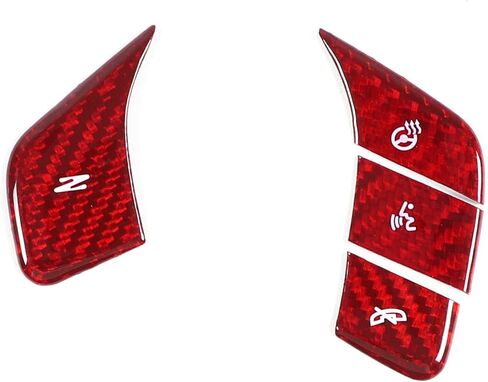 Fit for Corvette C8 2020-2024 Real Carbon Fiber Car Central Control Steering Button Sticker Protection Frame Molding Sticker Trim Interior Decal Accessories (Red) in Kuwait