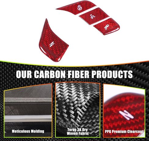 Fit for Corvette C8 2020-2024 Real Carbon Fiber Car Central Control Steering Button Sticker Protection Frame Molding Sticker Trim Interior Decal Accessories (Red) in Kuwait