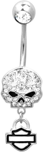 Harley-Davidson Women's Belly Jewel, Bling Willie G Skull, Silver HDZ0057 in Saudi Arabia