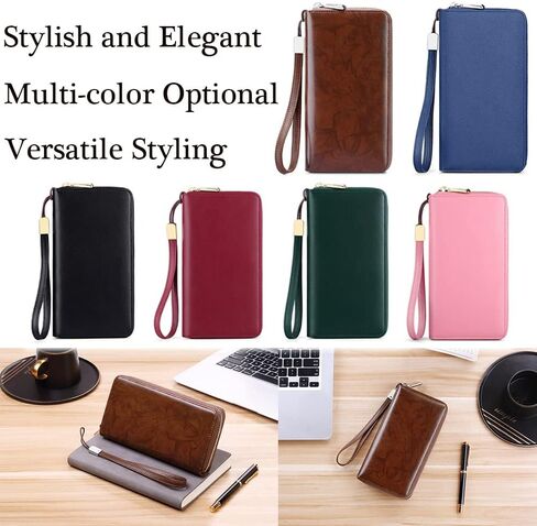Unisex Anti-credit Card Fraud Multi-compartment Wallet, 24 Slots RFID Blocking Card Holder Large Long Leather Zipper Organizer Accordion Wallet, Huge Storage Capacity (Blue) in Saudi Arabia