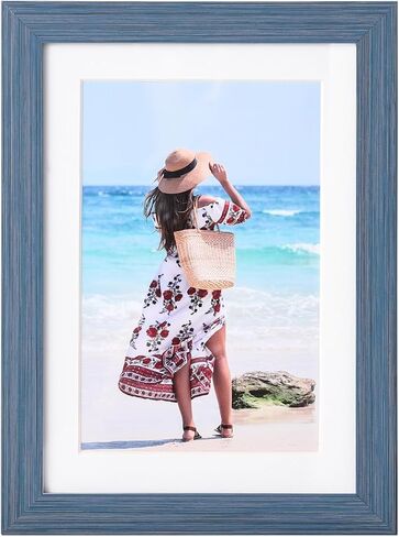 5x7 Picture Frame Blue Display Pictures 4x6 with Mat or 5 x 7 Without Mat, Photo Frame with HD Plexiglass for Wall and Tabletop Display 1 Pack in Kuwait