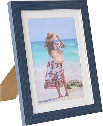 5x7 Picture Frame Blue Display Pictures 4x6 with Mat or 5 x 7 Without Mat, Photo Frame with HD Plexiglass for Wall and Tabletop Display 1 Pack in Kuwait