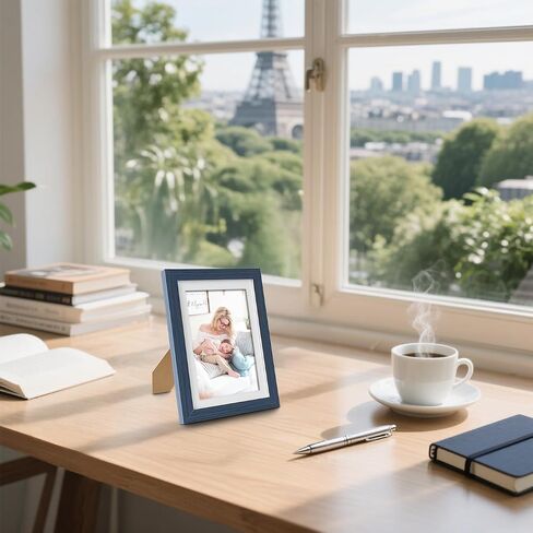 5x7 Picture Frame Blue Display Pictures 4x6 with Mat or 5 x 7 Without Mat, Photo Frame with HD Plexiglass for Wall and Tabletop Display 1 Pack in Kuwait