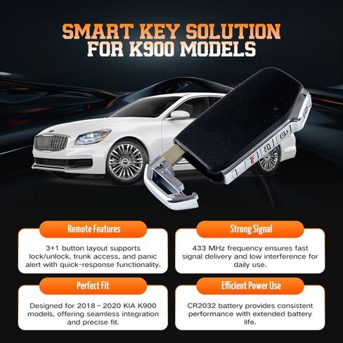 مناسب لـ KIA K900 2018-2020 مفتاح ذكي FOB 433MHz 47 Chip 3+1 أزرار الإدخال غير المفتاح بعد معرف FCC: TQ8-FOB-4F17 in Saudi Arabia