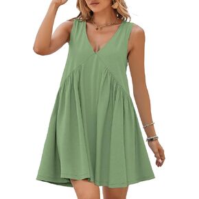 Berrygo Womens Summer Summeress Mini Dress Discale v Neck Beach Tank Babydoll Short Sundresses for Vacation Party 2025 in Kuwait