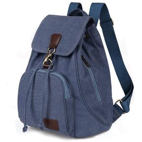 Canvas Drawstring Backpack Purse for Women Small Vintage Rucksack Multi-Pocket Laptop Daypacks for Travel Shopping Work Outdoor in Saudi Arabia