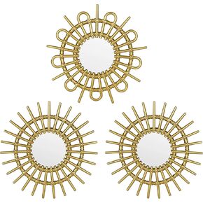 Funerom 9.8 x 9.8 inch 3 Pack Mirror Wall Decor Small Hanging Mirror for Wall (Black) in Kuwait