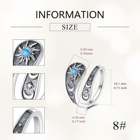 Spoon Ring 925 Sterling Silver Adjustable Vintage Ring Gemstone Jewelry Gifts for Women in Saudi Arabia