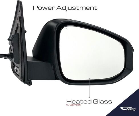 Spieg Passenger Side Mirror لعام 2013-2015 Toyota Rav4 | مجموعة مرآة العرض الجانبية اليمنى مع تعديل الطاقة الزجاجي المدفأة إشارة انعطاف ضوء | مطلية باللون الأسود 7 دبابيس TO1321310 in Kuwait