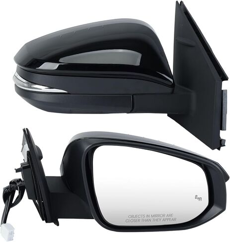 Left Driver Side Mirror Compatible with Toyota RAV4 2013-2018 Heated with Blind Spot Detection with Turn Signal Light Power Glass Manual Folding 8 Pins Black in Kuwait